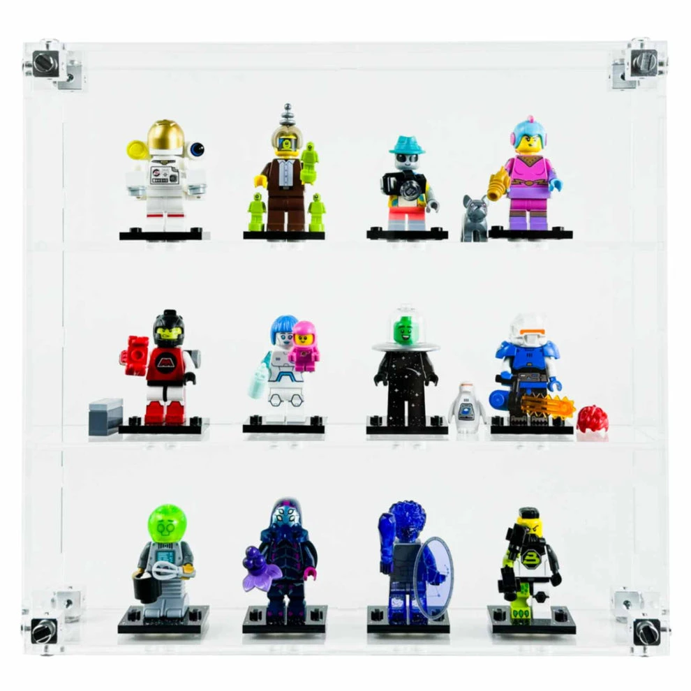 Custom Acrylic Wall Mount Display For LEGO Minifigures X 12 (3mm Thick, UV Resistant) 9h X 9.5w X 2d 1 Custom Acrylic Wall Mount Display For LEGO Minifigures X 12 (3mm Thick, UV Resistant) 9h X 9.5w X 2d