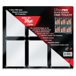 6-Card Wall Mount Display Case For 35pt Trading Cards (UV ONE-TOUCH Magnetic Holder) -Displaygeek Shop 15403 UV OneTouch BlackBorder 6Card 35pt Pkg