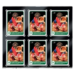 6-Card Wall Mount Display Case For 35pt Trading Cards (UV ONE-TOUCH Magnetic Holder) -Displaygeek Shop 15403 UV OneTouch BlackBorder 6Card 35pt Vert