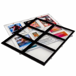 6-Card Wall Mount Display Case For 35pt Trading Cards (UV ONE-TOUCH Magnetic Holder) -Displaygeek Shop 15403 UV OneTouch BlackBorder 6Card 35pt open