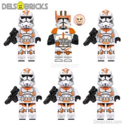 Set Of 6 - 212th Clone Troopers & Commander Cody (Star Wars) - Custom Building Blocks Mini Figures Compatible With LEGO