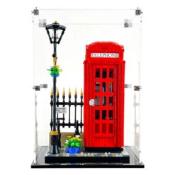 Custom Acrylic Display Case For LEGO Model 21347 - Red London Telephone Box (3mm Thick, UV Resistant) 13h X 9w X 7d