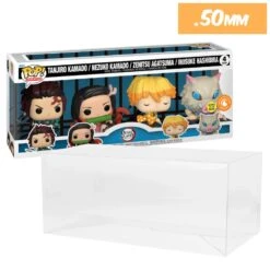 4 PACK DEMON SLAYER Pop Protectors For Funko (0.50mm Thick, UV & Scratch Resistant) 6.25h X 15w X 3.5d