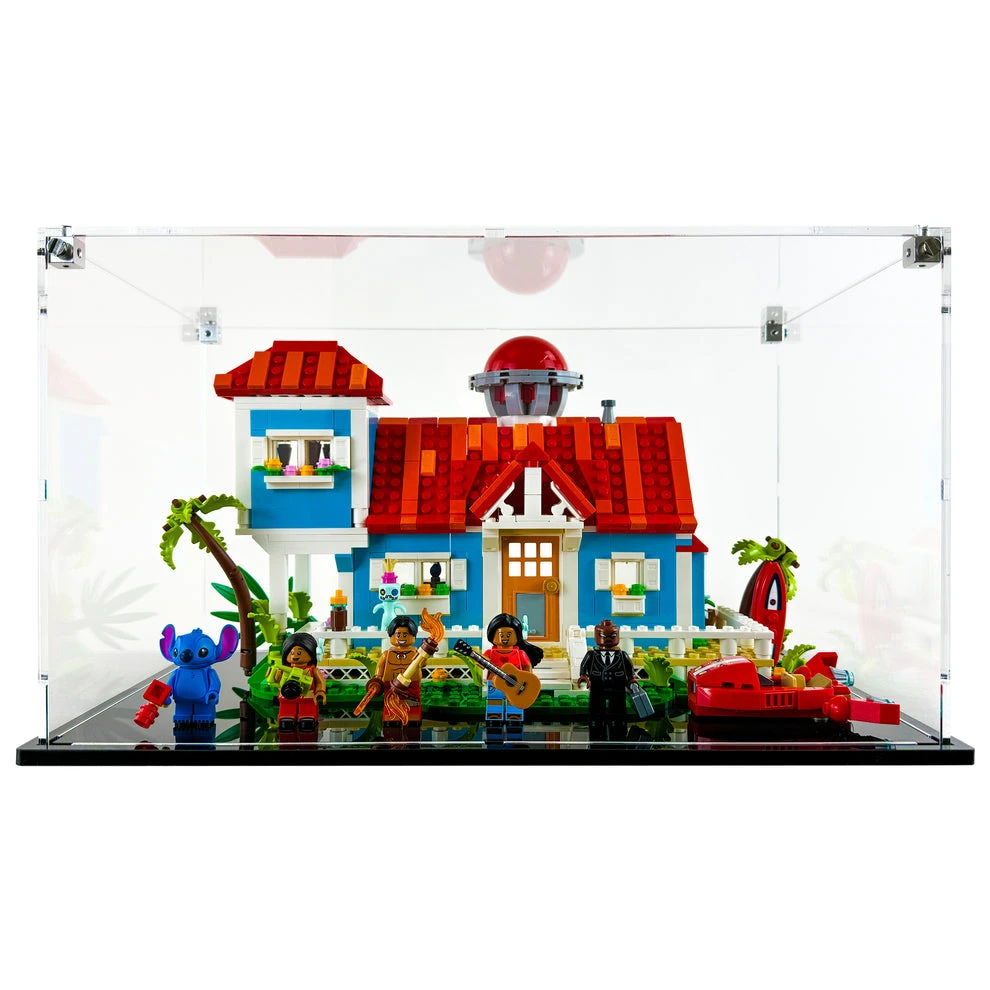 Custom Acrylic Display Case For LEGO Model 43268 - Lilo & Stitch Beach House (3mm Thick, UV Resistant) 7.75h X 13.5w X 7.75d 1 Custom Acrylic Display Case For LEGO Model 43268 - Lilo & Stitch Beach House (3mm Thick, UV Resistant) 7.75h X 13.5w X 7.75d