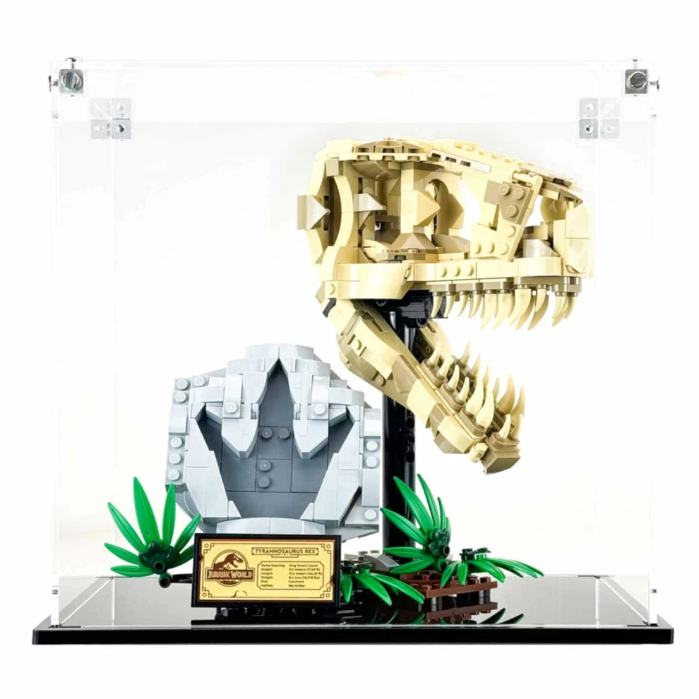 Custom Acrylic Display Case For LEGO Model 76964 - Jurassic World Dinosaur Fossils T.Rex Skull (3mm Thick, UV Resistant) 9.2h X 9.75w X 6.5d