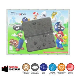 Custom Acrylic Hard Case For NEW NINTENDO 3DS SUPER MARIO BLACK EDITION Video Game Console (3mm Thick, UV Resistant) Fits 5.2h X 7.2w X 1.75d