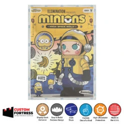 Custom Acrylic Hard Case For MEGA SPACE MOLLY 400% MINIONS BANANA Pop Mart Figure Box (3mm Thick, UV Resistant) Fits 13.3h X 9.25w X 6.9d