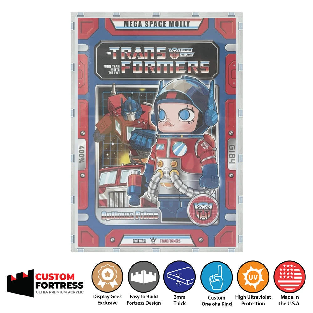 Custom Acrylic Hard Case For MEGA SPACE MOLLY 400% TRANSFORMERS OPTIMUS PRIME Pop Mart Figure Box (3mm Thick, UV Resistant) Fits 13.3h X 9.25w X 6.9d 1 Custom Acrylic Hard Case For MEGA SPACE MOLLY 400% TRANSFORMERS OPTIMUS PRIME Pop Mart Figure Box (3mm Thick, UV Resistant) Fits 13.3h X 9.25w X 6.9d