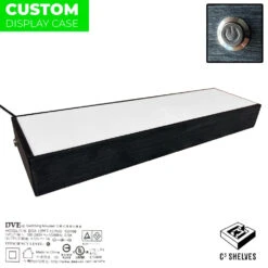 Custom Acrylic Wall Mount Light Up Display (Black Light Bulb) Single LONG Brushed Base White Top For Funko Pop & Designer Toys