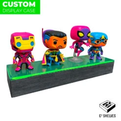 Custom Acrylic Wall Mount Display - Single LONG Brushed Base With Colored Top For Funko Pop & Designer Toys