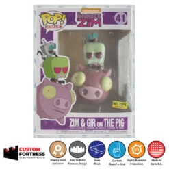 Custom Acrylic Hard Case For POP RIDES ZIM & GIR ON PIG #41 Funko Pop Grail Boxes (3mm Thick, UV Resistant) Fits 9.5h X 7.25w X 7d