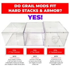 **CONTACT US** GRAIL MODS - Modular In Box Display Case For Funko Pops In Acrylic Hard Stack Armor (EVA Foam) -Displaygeek Shop Fitting Guide Grail Mods Modular Display Case for Funko Pops in Acrylic Armors Hard Stacks