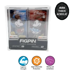 Acrylic Hard Case For FiGPiN 2-PACK Collectible Pins, 4mm Thick (UV Resistant & Slide Bottom)
