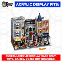Custom Acrylic Display Case For LEGO Model 10255 - Modular Assembly Square (3mm Thick, UV Resistant) 14.5h X 16w X 11d