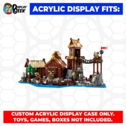 Custom Acrylic Display Case For LEGO Model 21343 - Viking Village (3mm Thick, UV Resistant) 10.5h X 19.5w X 11d