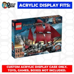 Custom Acrylic Display Case For LEGO Model 4195 - Queen Anne’s Revenge (3mm Thick, UV Resistant) 22.5h X 29.5w X 10.5d -Displaygeek Shop LEGO 4195 01
