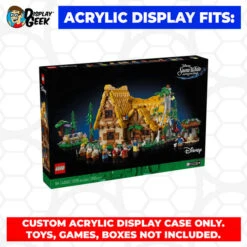 Custom Acrylic Display Case For LEGO Model 43242 - Snow White And The Seven Dwarfs Cottage (3mm Thick, UV Resistant) 9.4h X 18.25w X 10.5d -Displaygeek Shop LEGO 43242 01