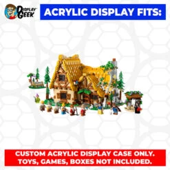 Custom Acrylic Display Case For LEGO Model 43242 - Snow White And The Seven Dwarfs Cottage (3mm Thick, UV Resistant) 9.4h X 18.25w X 10.5d -Displaygeek Shop LEGO 43242 02