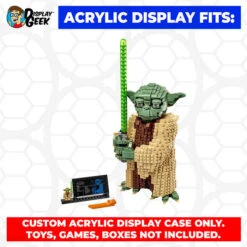 Custom Acrylic Display Case For LEGO Model 75255 - Yoda (3mm Thick, UV Resistant) 17.8h X 9.5w X 8.5d
