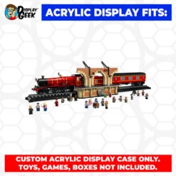 Custom Acrylic Display Case For LEGO Model 76405 - Hogwarts Express And Train Station (3mm Thick, UV Resistant) 8h X 49w X 7d