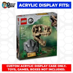 Custom Acrylic Display Case For LEGO Model 76964 - Jurassic World Dinosaur Fossils T.Rex Skull (3mm Thick, UV Resistant) 9.2h X 9.75w X 6.5d -Displaygeek Shop LEGO 76964 01
