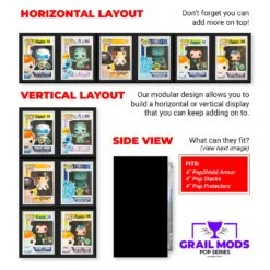 **CONTACT US** GRAIL MODS - Modular In Box Display Case For Funko Pops In Acrylic Hard Stack Armor (EVA Foam) -Displaygeek Shop Layouts Grail Mods Modular Display Case for Funko Pops in Acrylic Armors Hard Stacks