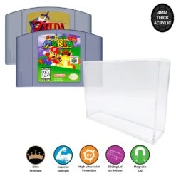 Acrylic Hard Case For N64 Video Game Cartridge (4mm Thick, UV & Slide Bottom)