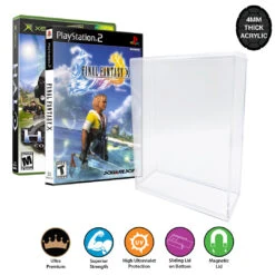 Acrylic Hard Case For DVD, GAME CUBE, Wii, Wii U, XBOX, XBOX 360, PS2 Video Game Box (4mm Thick, UV & Slide Bottom) 7.375h X 4.625w X 0.5d