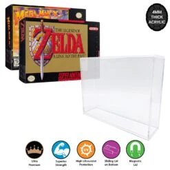 **PRE-ORDER ETA LATE NOVEMBER** Acrylic Hard Case For SNES, N64, ATARI JAGUAR Video Game Box (4mm Thick, UV & Slide Bottom) 5h X 7w X 1.25d