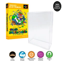 Acrylic Hard Case For SUPER FAMICOM Video Game Box (4mm Thick, UV & Slide Bottom)