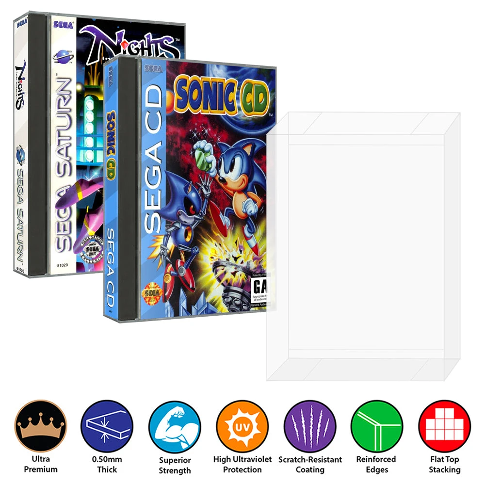 Plastic Protector For SEGA CD, SATURN, PS1 LONG Video Game Box (0.50mm Thick, UV & Scratch Resistant) 1 Plastic Protector For SEGA CD, SATURN, PS1 LONG Video Game Box (0.50mm Thick, UV & Scratch Resistant)